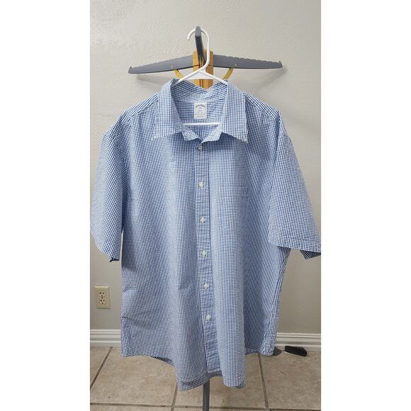 Brookes Brother XXL SS 1818 Regent Shirt 100% Cotton Checkerd Pattern - Picture 1 of 4